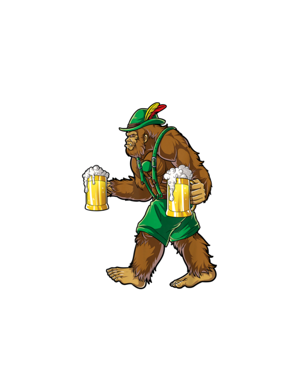 Bigfoot Lederhosen T Shirt Oktoberfest Men Prost Beer Mug