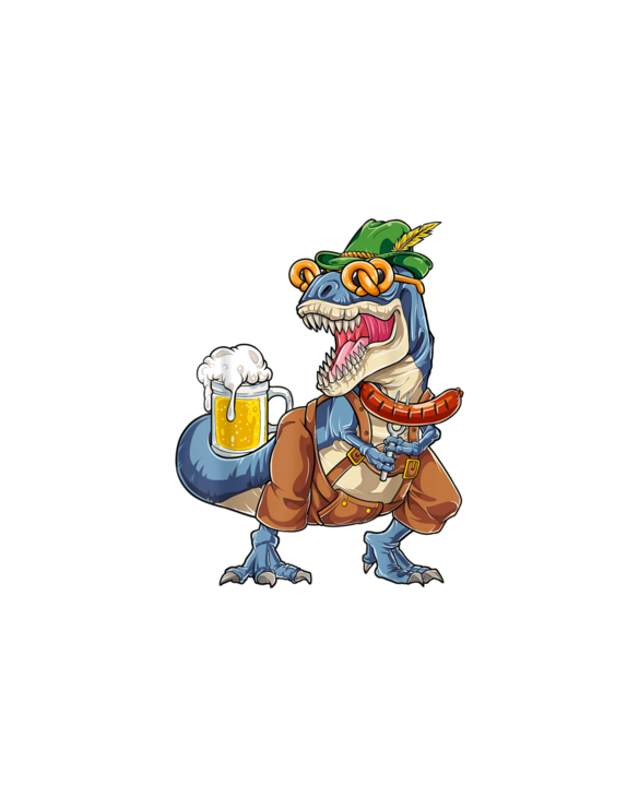 Dinosaur Oktoberfest Lederhosen Costume Men T Rex Beer Fest T-Shirt