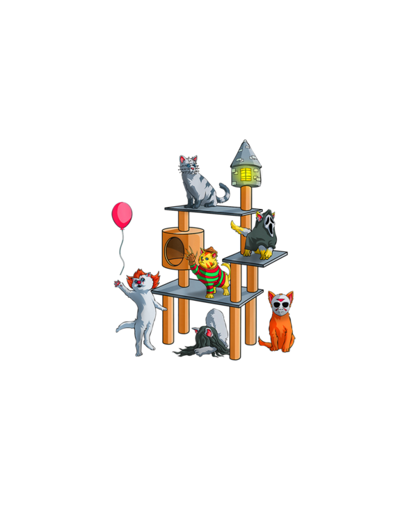 Funny Cat Horror Movies Cute Halloween For Cat Kitty Lovers T-Shirt