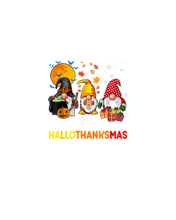 Gnomes Halloween Thanksgiving Christmas Happy Hallothanksmas T-Shirt