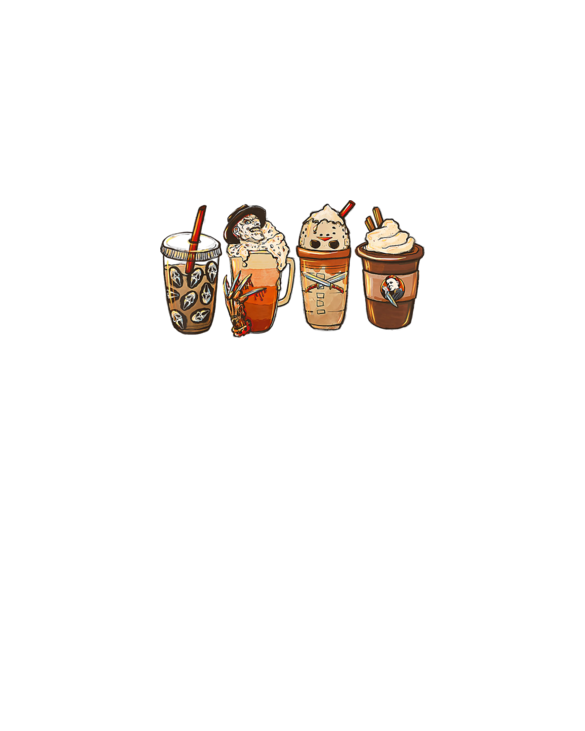 Horror Movie And Coffee Halloween Spooky Season Coffee Lover T-Shirt