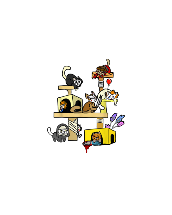 Horror Movies Cat Gifts For Cat Lovers Halloween Costumes T-Shirt