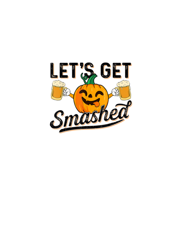Lets Get Smashed Pumpkin Crazy Face Funny Halloween Beer T-Shirt