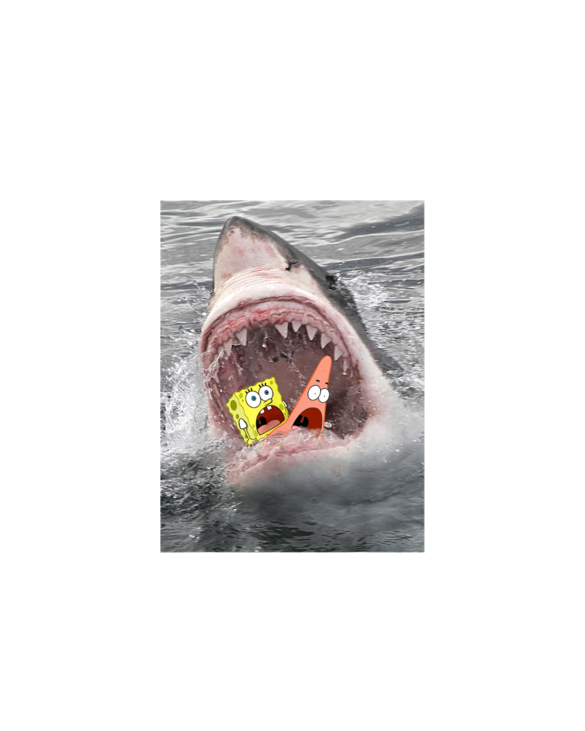 Spongebob SquarePants Shark Attack Humorous T-Shirt