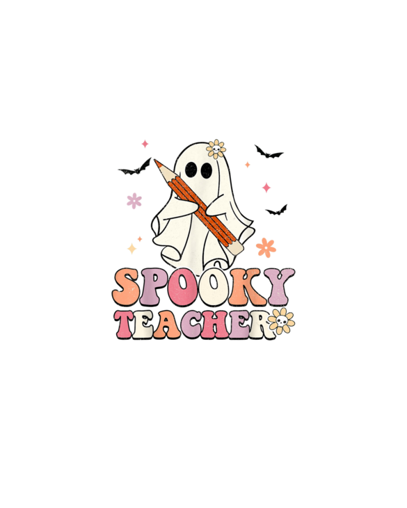 Spooky Teacher Ghost Halloween Groovy Retro Trick Or Treat T-Shirt