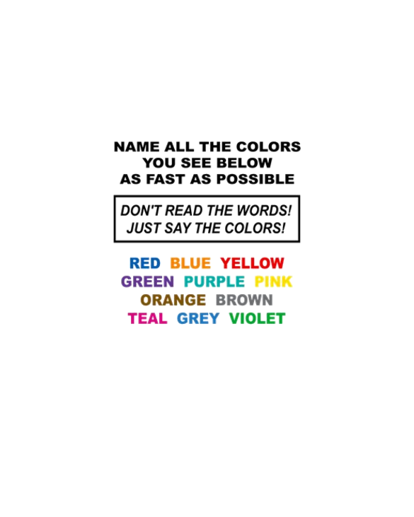 Stroop Effect Color Test Light T-Shirt