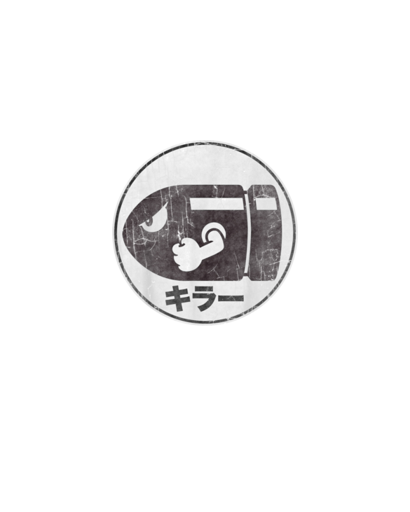 Super Mario Bullet Bill Distressed Kanji Logo T-Shirt