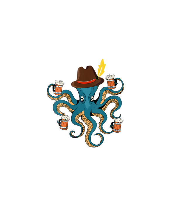 Womens Funny Oktoberfest Octopus With Beer German Hat - Oktoberfest V-Neck T-Shirt