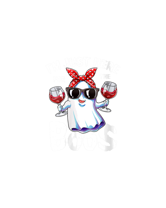 Womens I'm Just Here For The Boos Halloween Women Ghost Cute Funny V-Neck T-Shirt