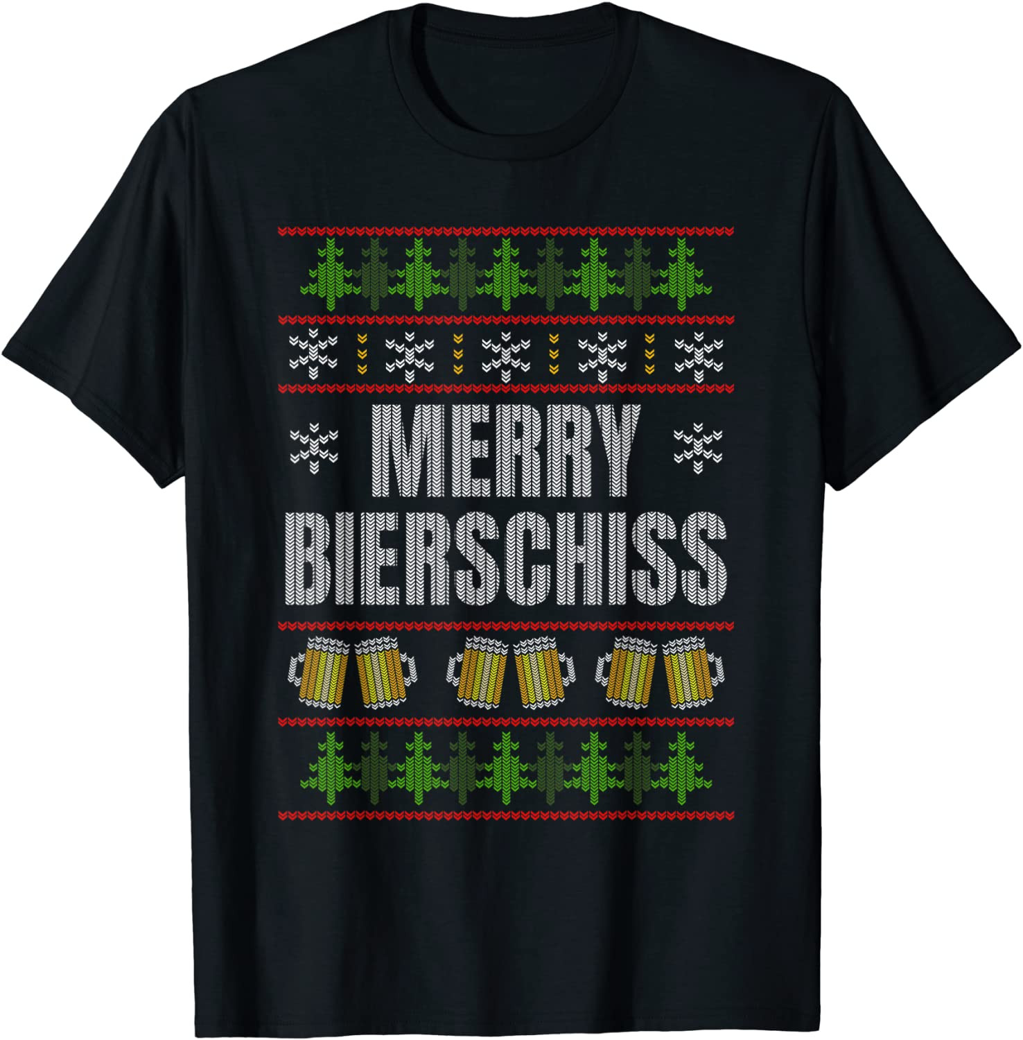 Beer Shot Christmas Drinking Party Fun Ugly Christmas T-Shirt