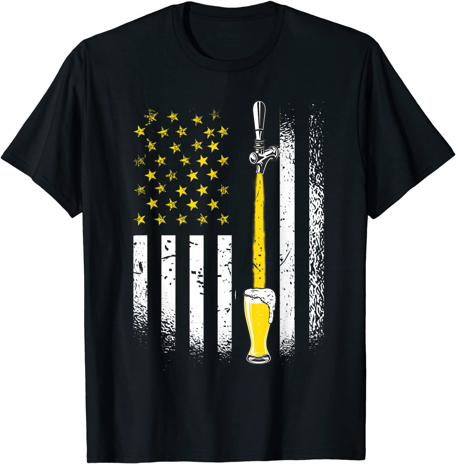 Funny Beer Tap American Flag Drinking Gift For Men Women T-Shirt