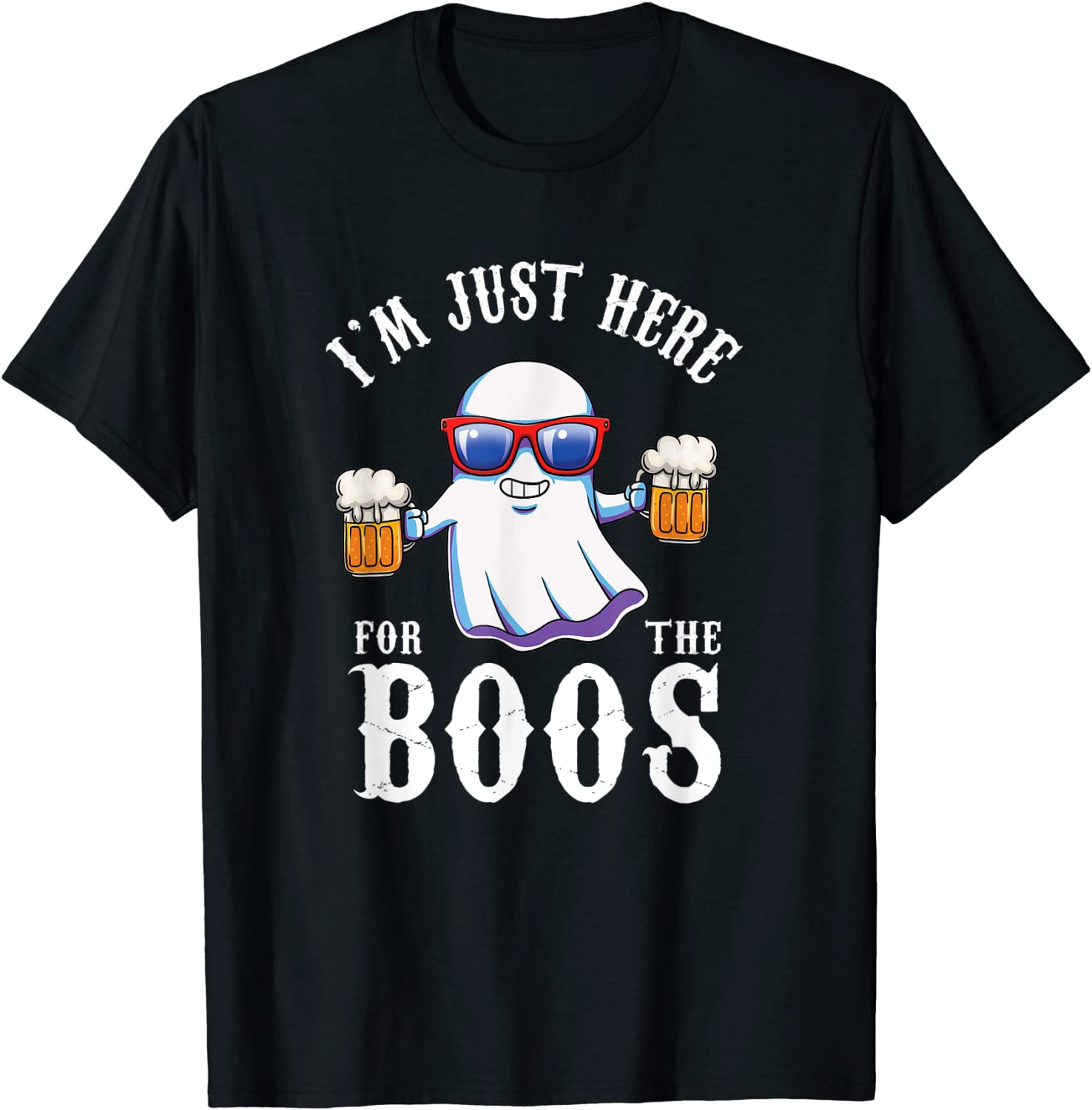 Halloween Booze Im Just Here For The Boos Drinking Ghost T-Shirt