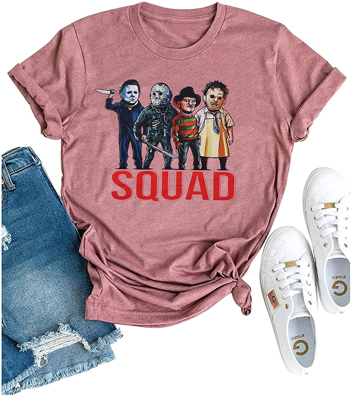 Halloween Squad Bleached T T-Shirt