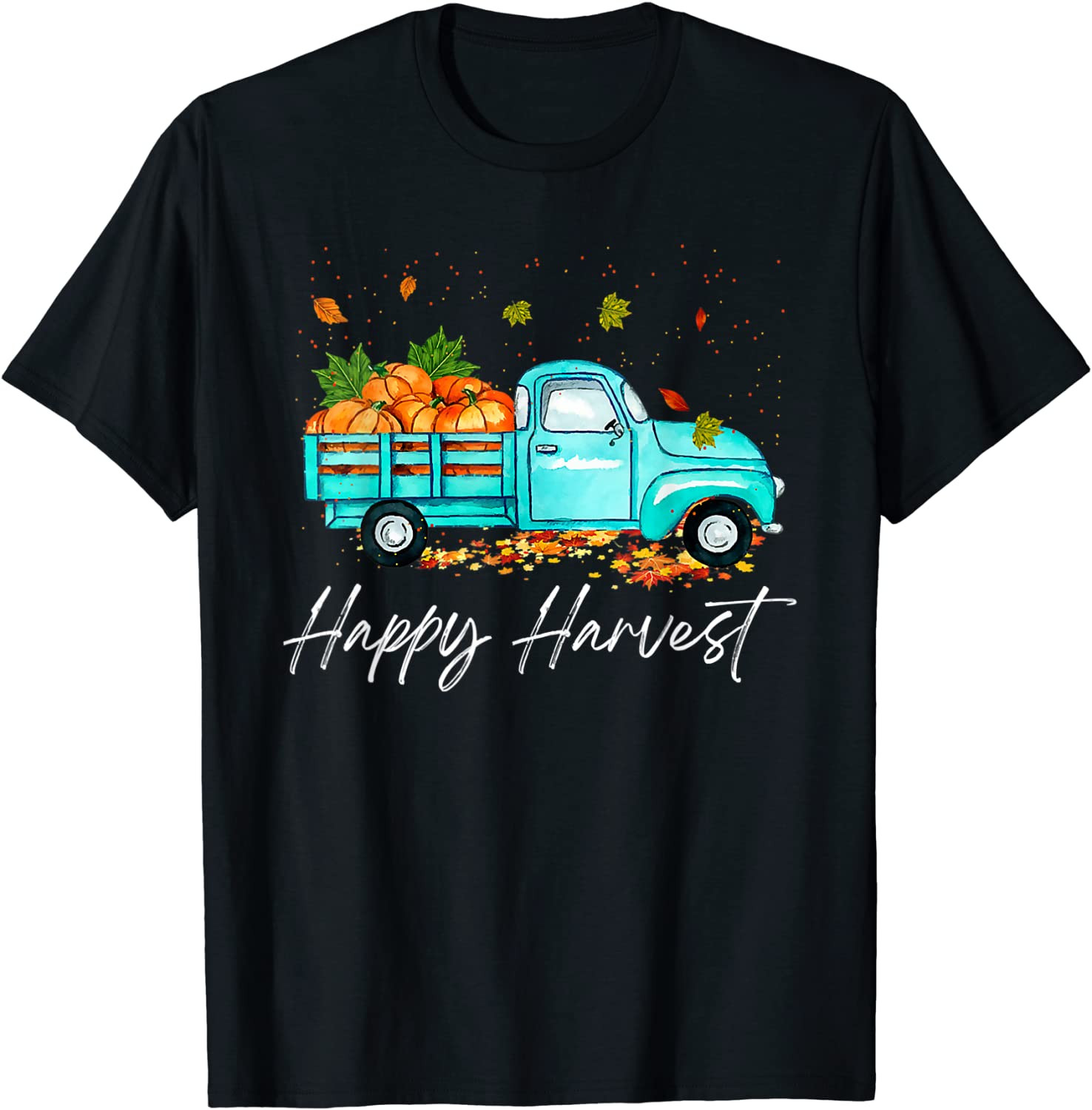 Happy Harvest Fall Season Pumpkin Truck Thanksgiving Vintage T-Shirt