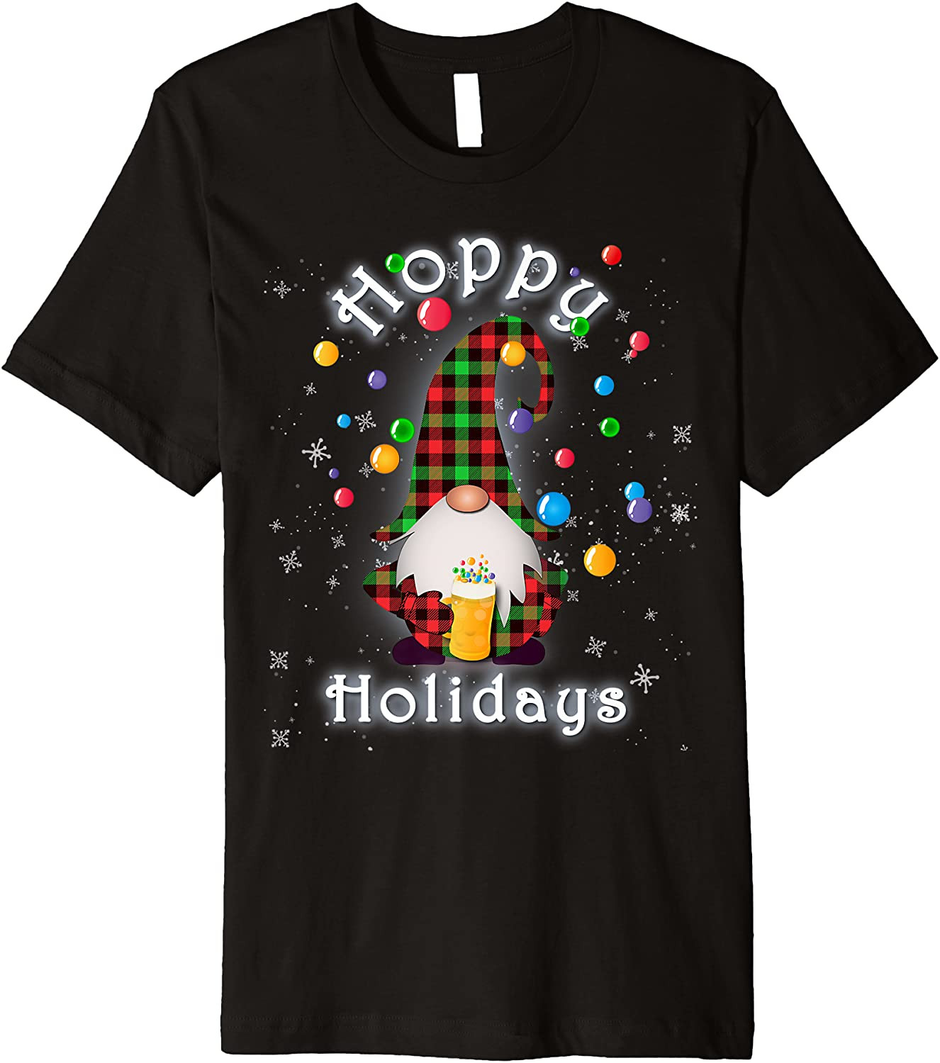 Hoppy Holidays Drinking Gnome Thanksgiving Christmas Themed T-Shirt