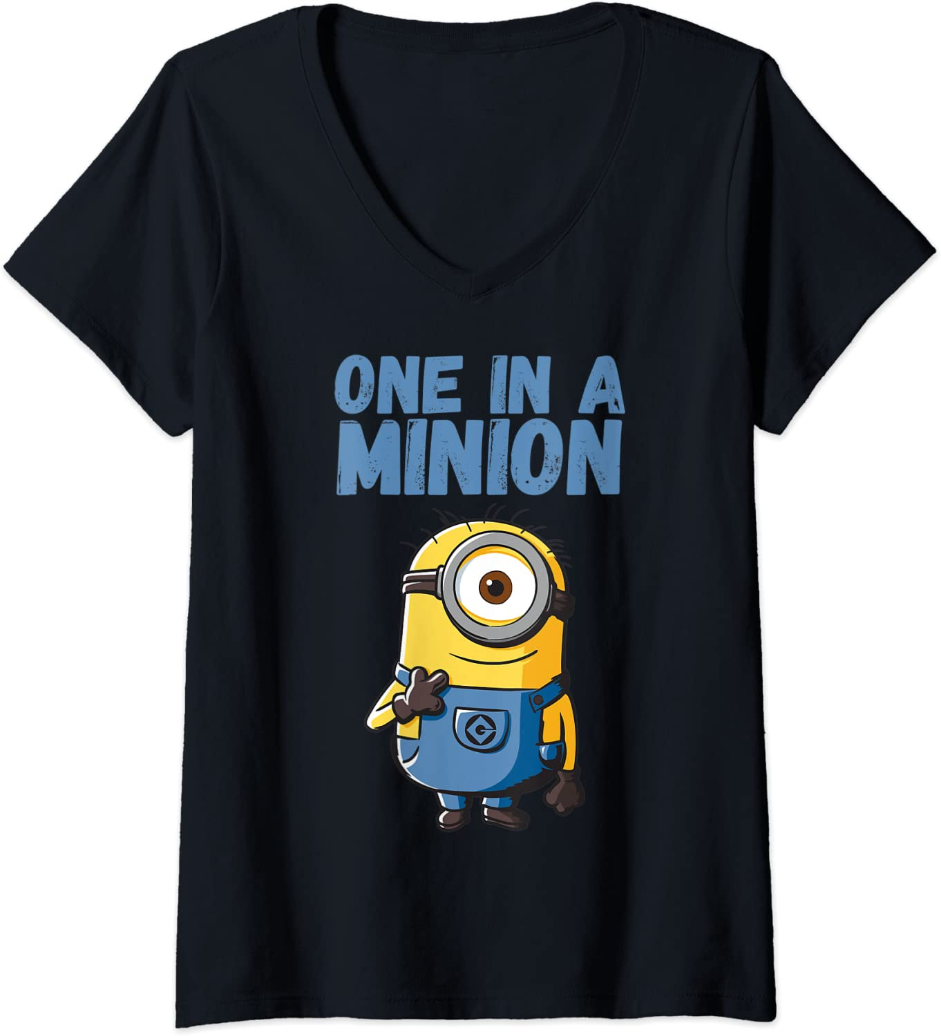 Minions One In A Minion Blue Text Portrait T-Shirt