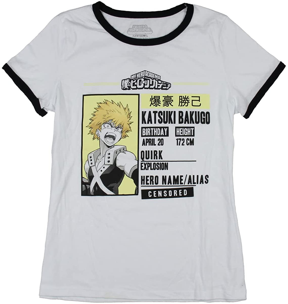 My Hero Academia Katsuki Bakugo Info Profile Girl's Ringer T-Shirt