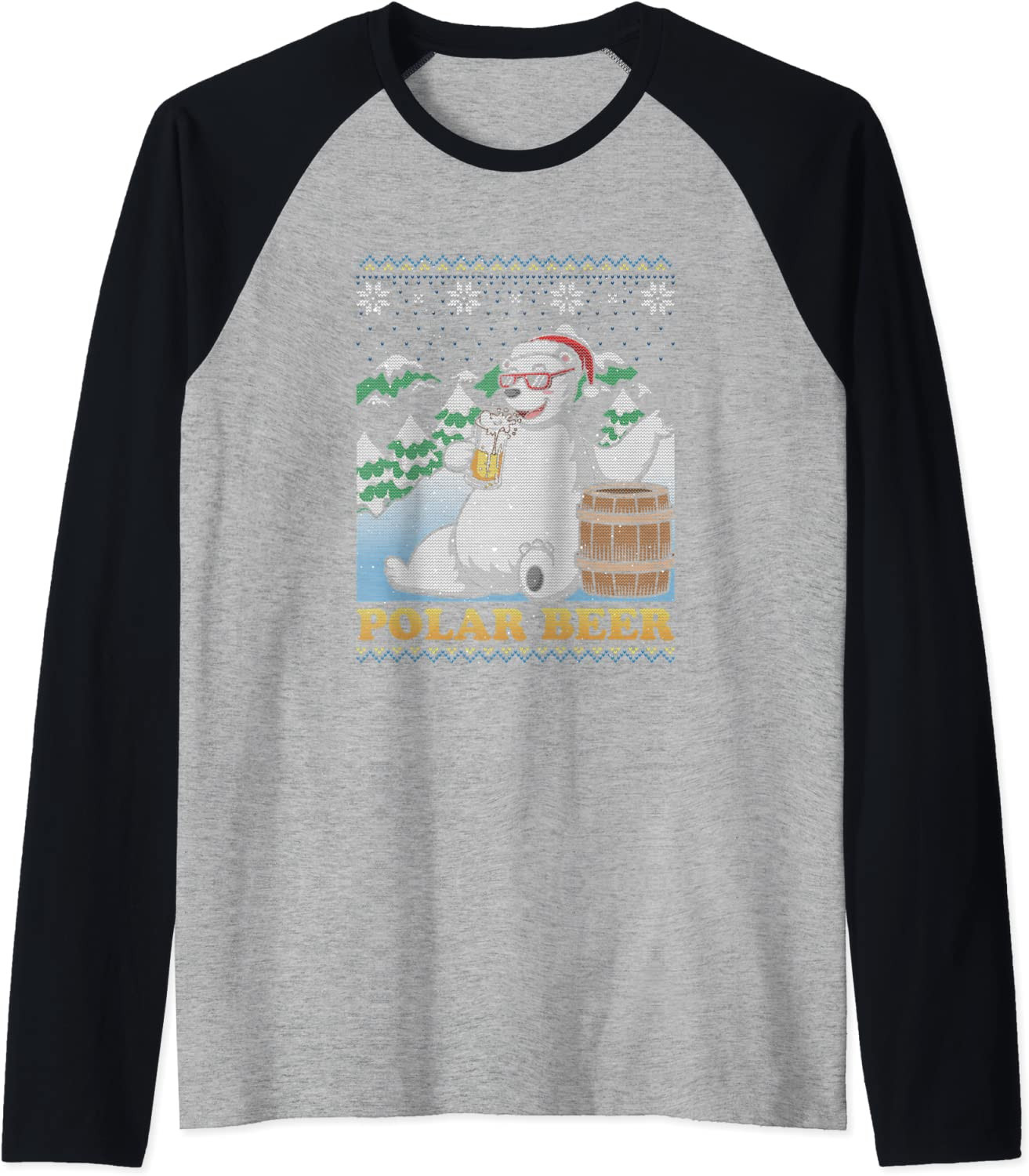 Polar Bear Santa Claus Drinking Beer Ugly Christmas  T-Shirt