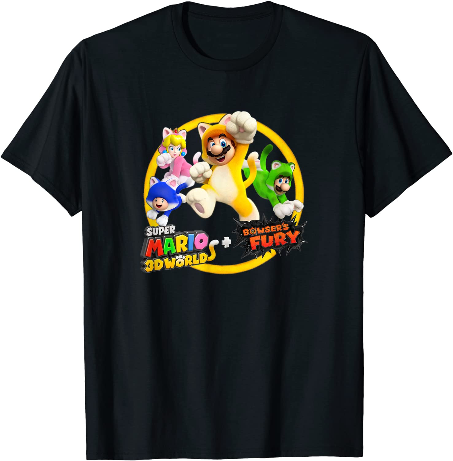 Super Mario 3D World Bowser's Fury Group Shot Cat Suit Jump T-Shirt