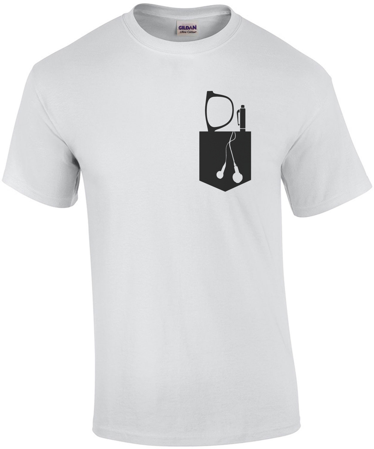 Glasses, Pen, and Ear Buds In Pocket