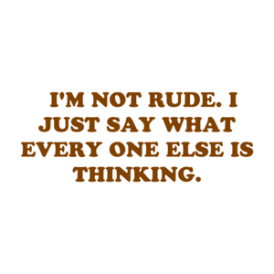   I'M NOT RUDE. I JUST SAY WHAT EVERY ONE ELSE IS THINKING.