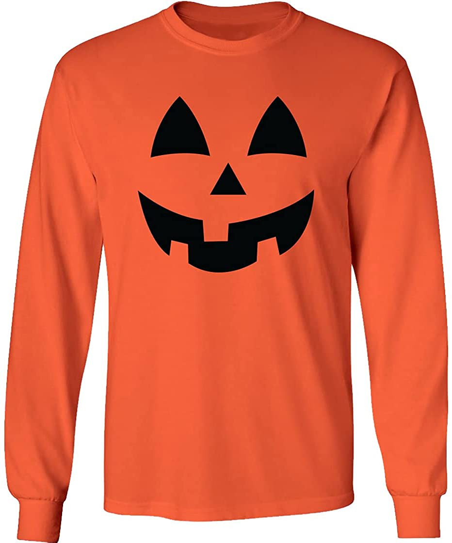 Adult Jack-O-Lantern Halloween Pumpkin Face In Orange T-Shirt