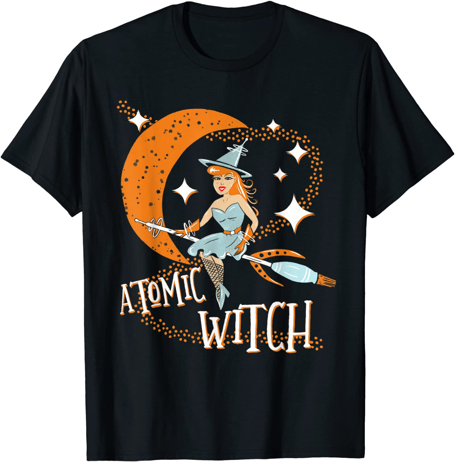 Atomic Witch Pinup Girl Retro Vintage Sexy Halloween T-Shirt