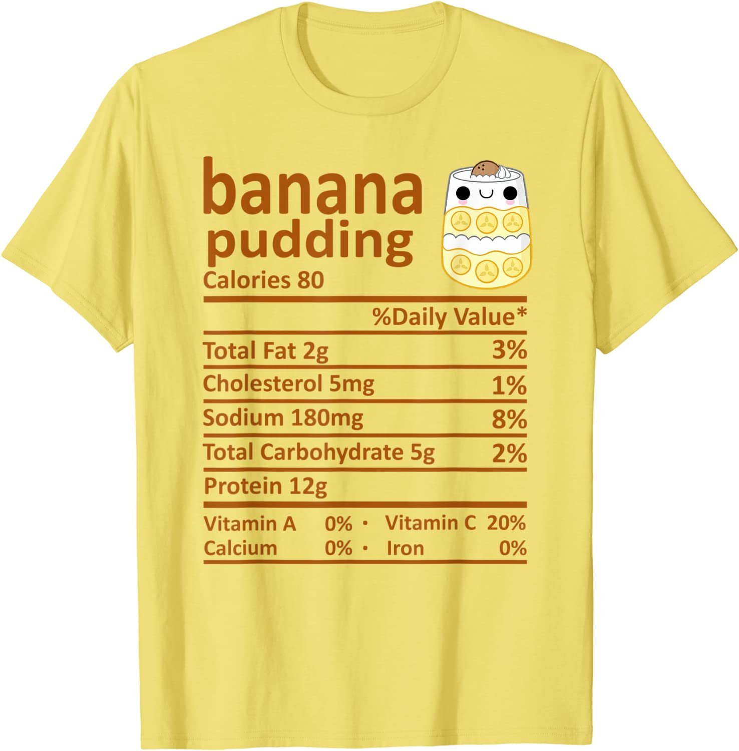 Banana Pudding Nutrition Food Facts Thanksgiving Costume T-Shirt