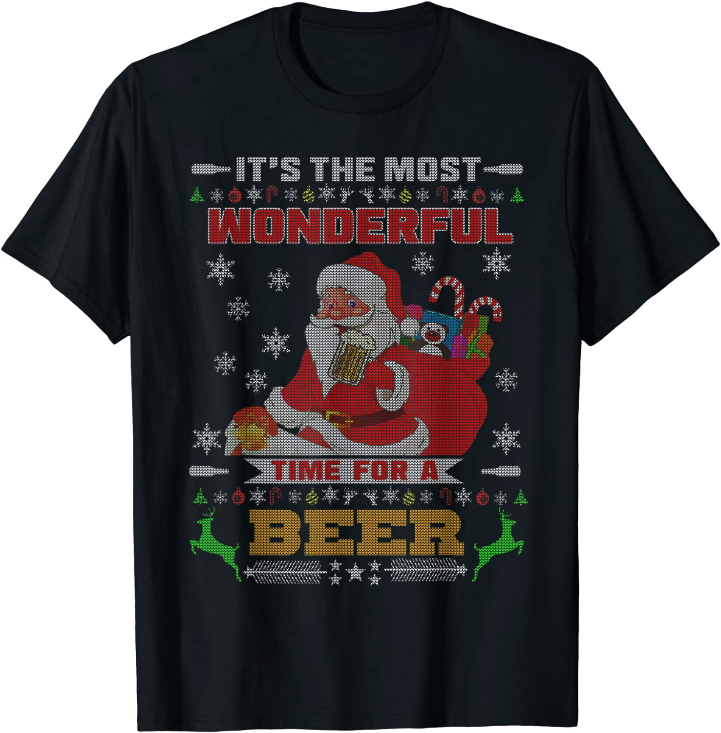 Beer Drinking Santa Gear For Adults T-Shirt
