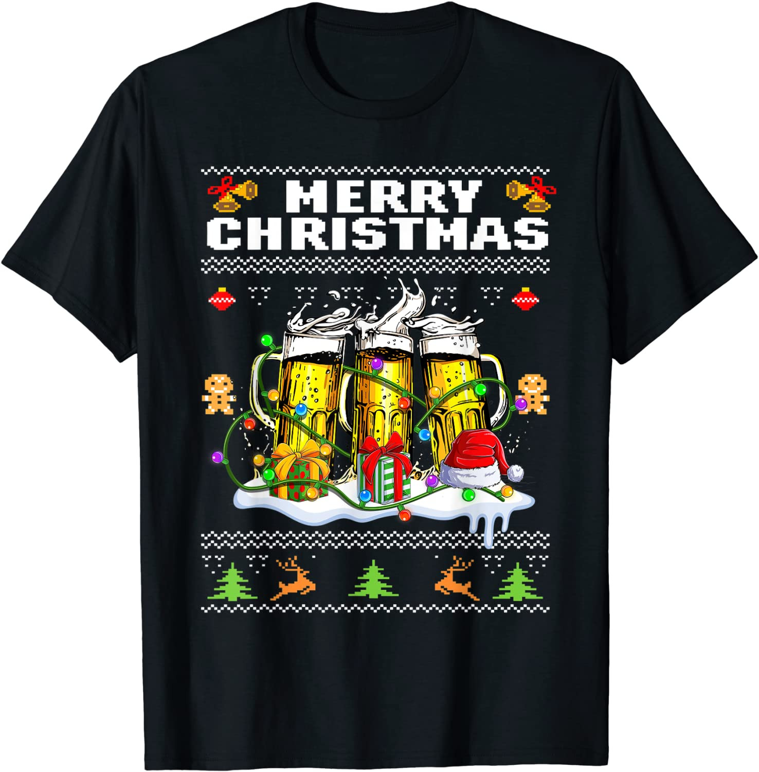Beer Glass Santa Christmas Spirit T-Shirt