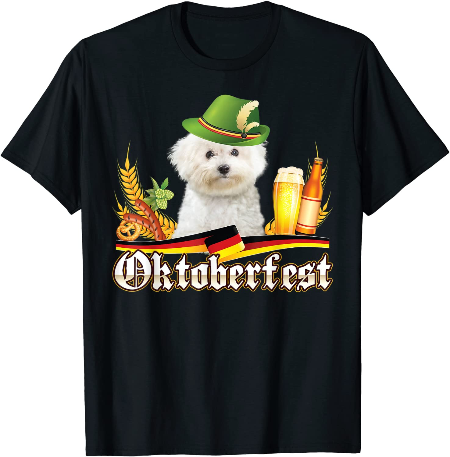 Bichons Frise Dog Beer Oktoberfest Prost Beer Festival T-Shirt