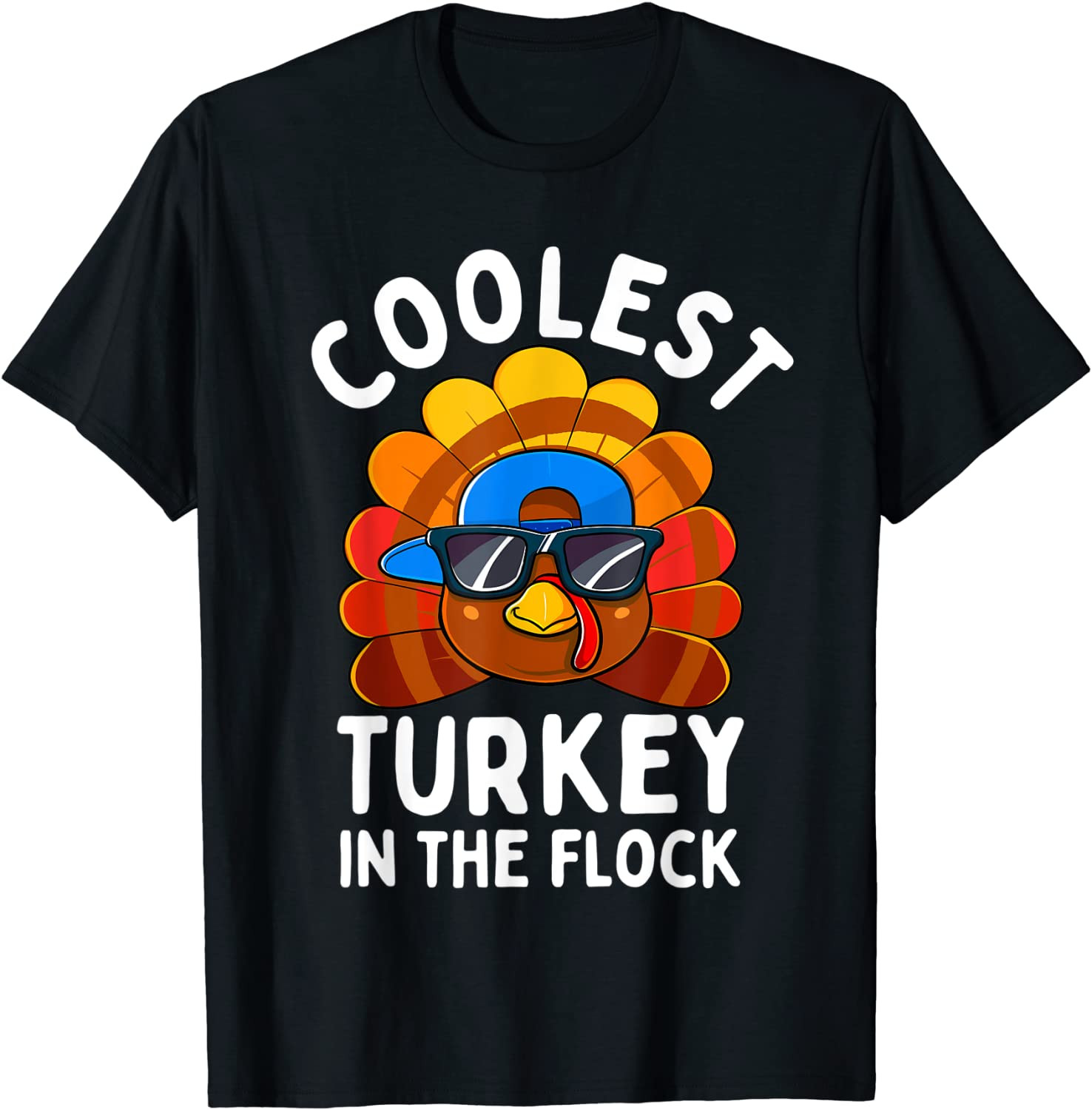 Boys Thanksgiving Kids Toddler Coolest Turkey In The Flock T-Shirt