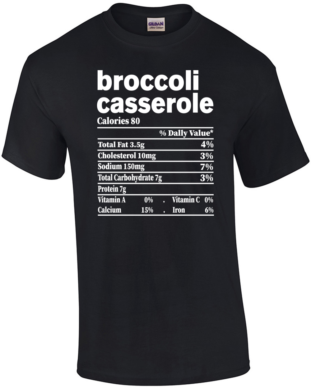 Broccoli Casserole Nutrition Thanksgiving Food Facts Xmas T-Shirt