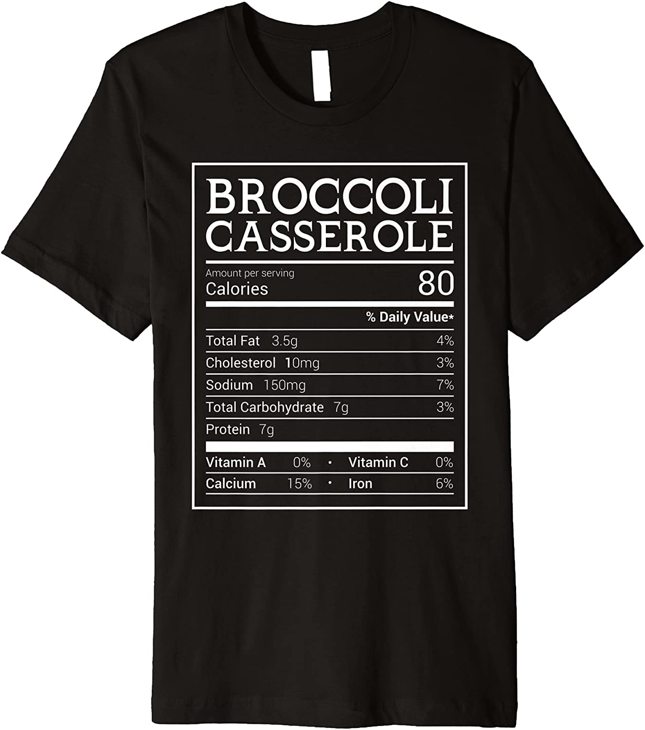 Broccoli Casserole Nutrition Facts 2021 Thanksgiving Food T-Shirt