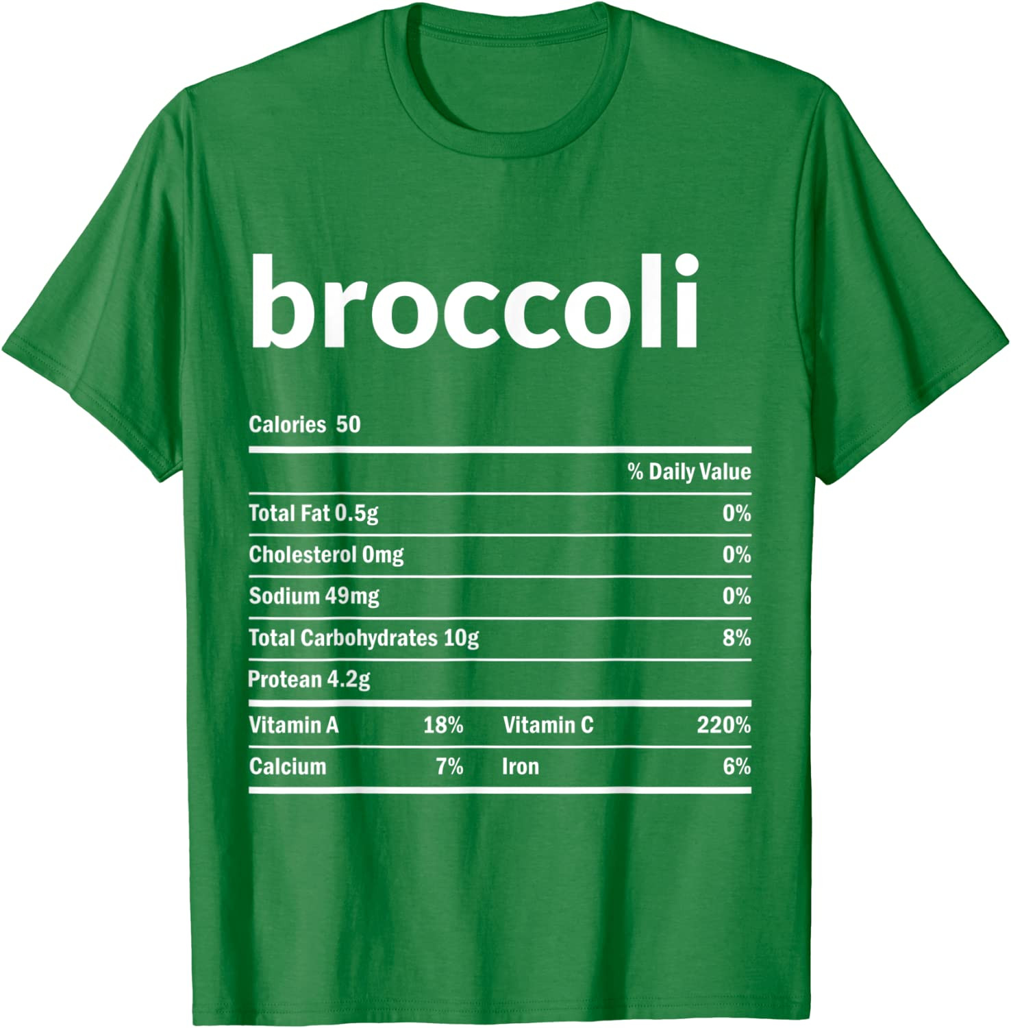Broccoli Nutrition Facts Thanksgiving Christmas Food Gift T-Shirt