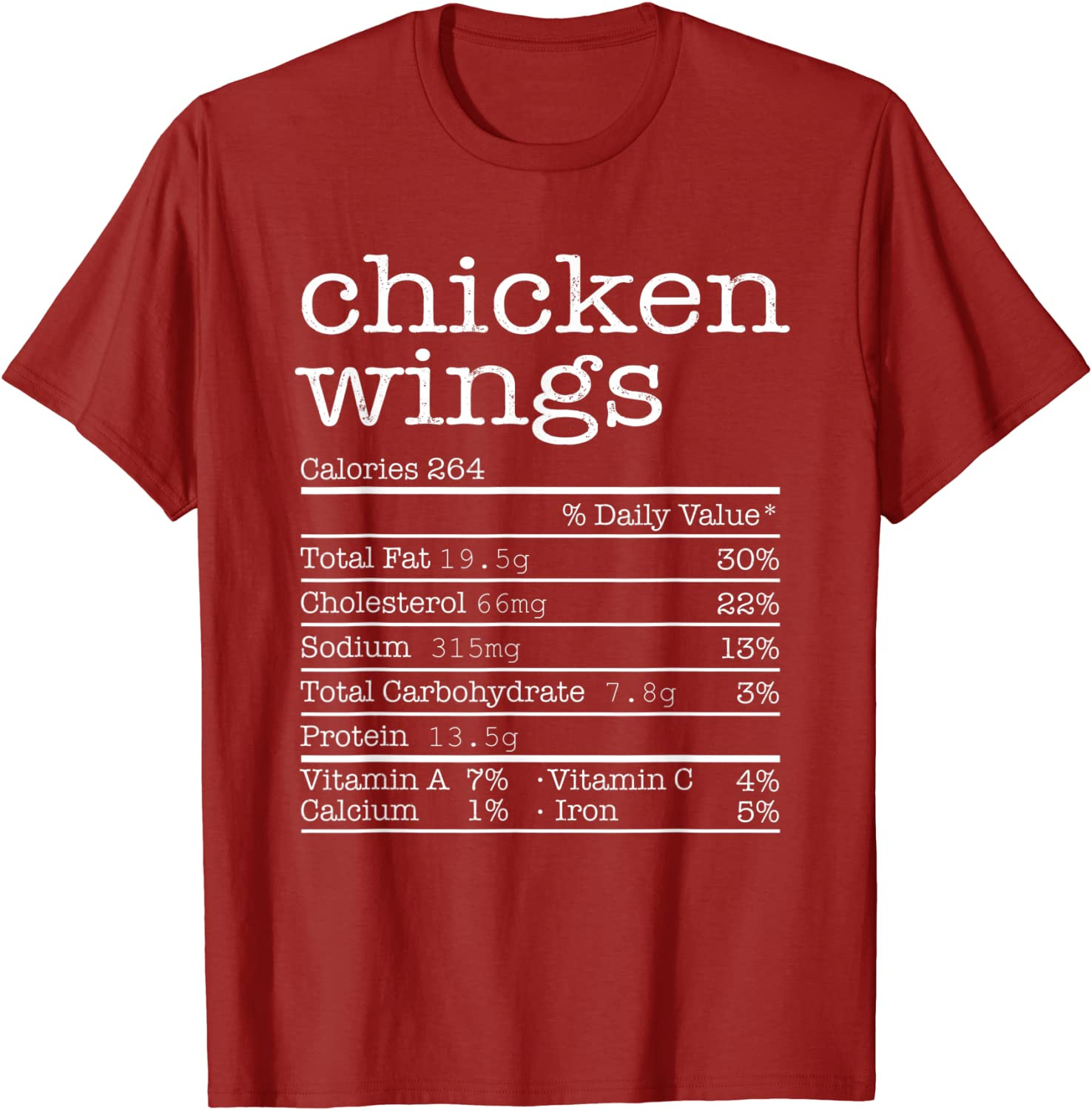 Chicken Wings Nutrition Facts Thanksgiving Christmas Food T-Shirt