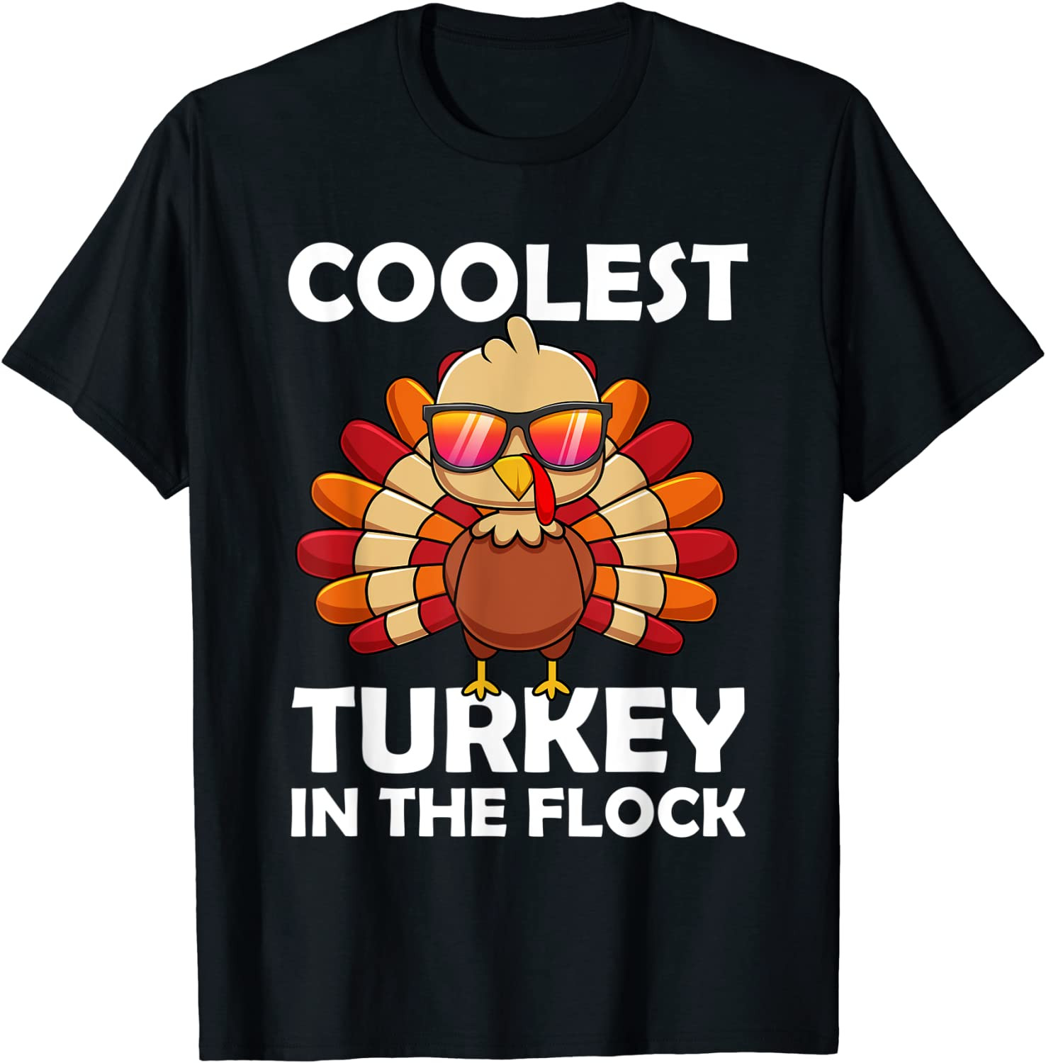 Coolest Turkey In The Flock Boys Girls Thanksgiving T-Shirt