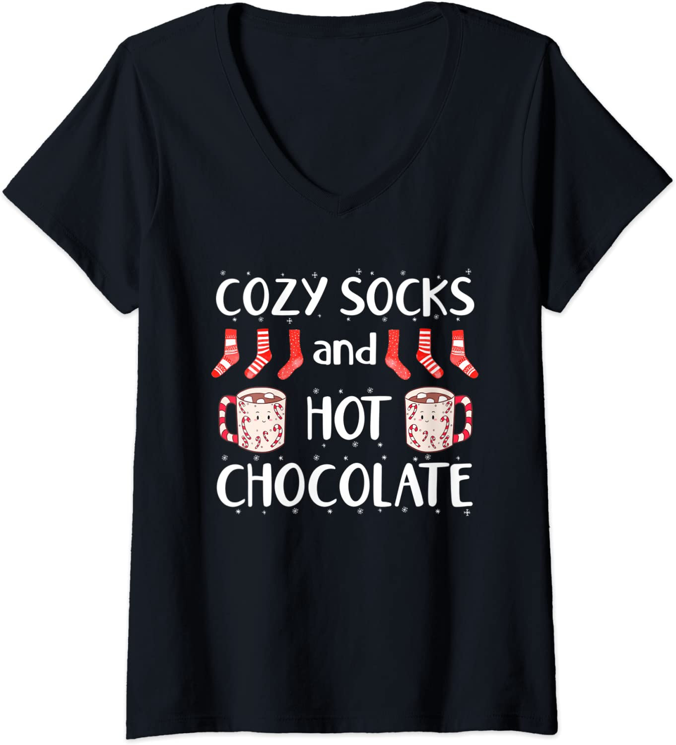Cozy Socks And Hot Chocolate Christmas Movie Candy Cane Mug T-Shirt