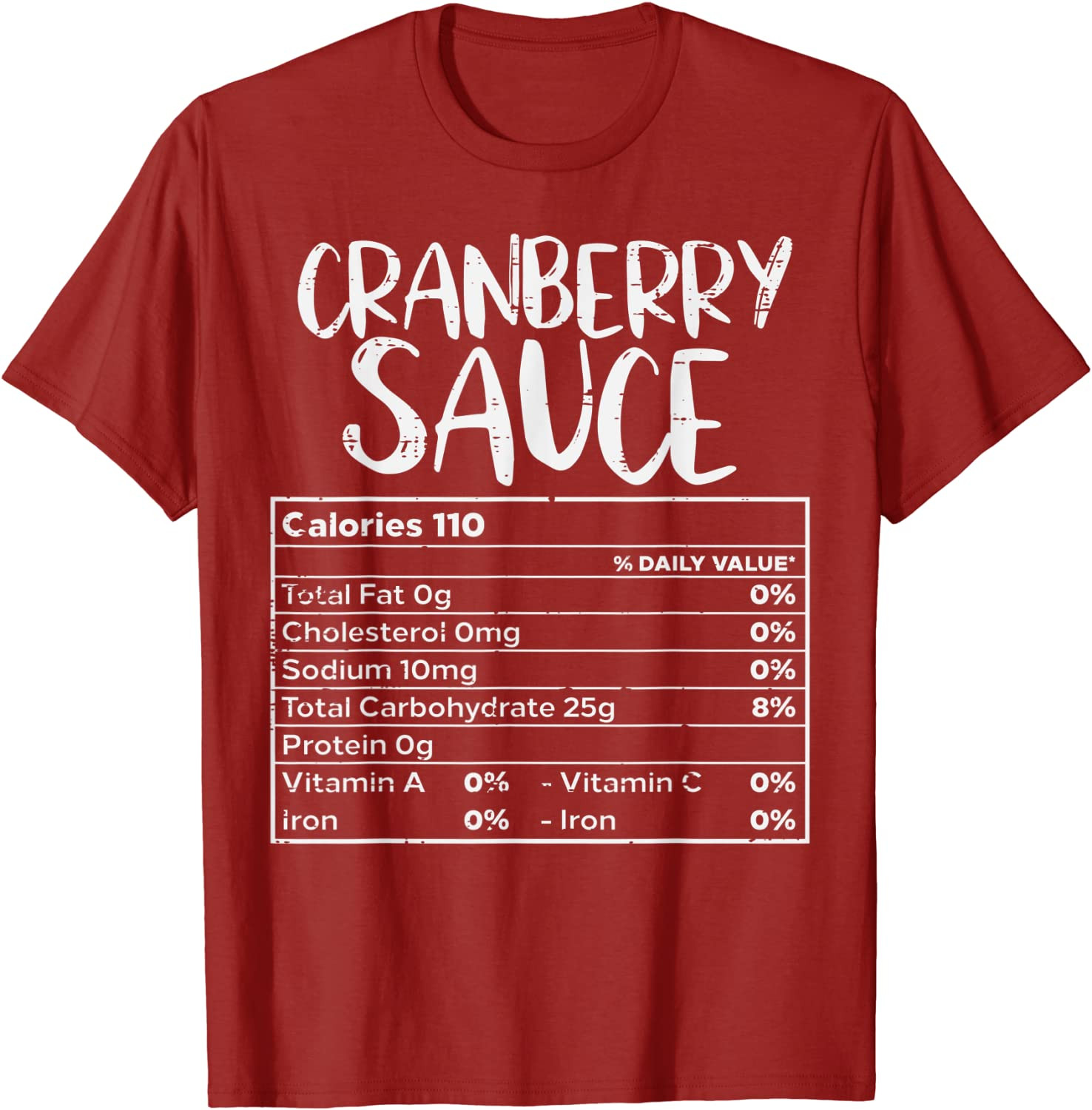Cranberry Sauce Nutritional Facts Thanksgiving Family Food T-Shirt