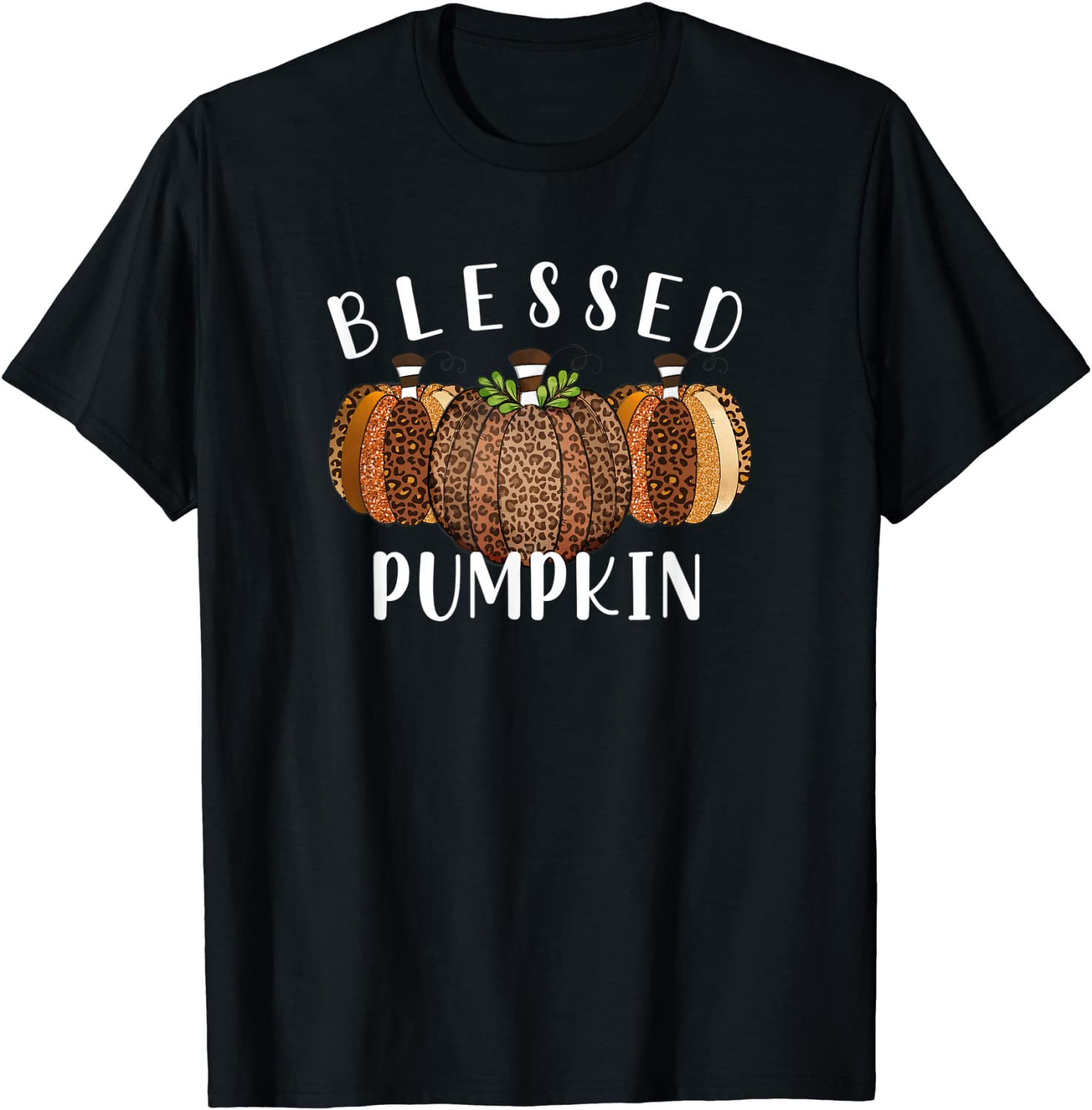 Cute Blessed Pumpkin Clothes Fall Thanksgiving Tops Women T-Shirt