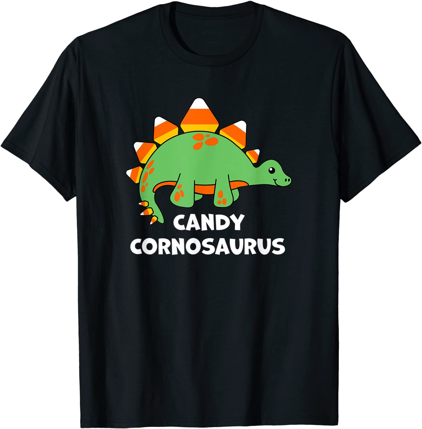 Cute Candy Corn Dinosaur Halloween Stegosaurus Cornosaurus T-Shirt