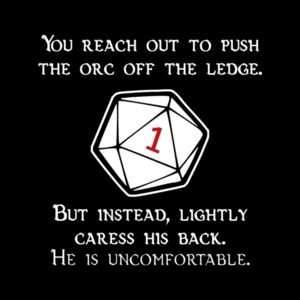 D20 Orc Pushed Critical Fail Dungeons and Dragons