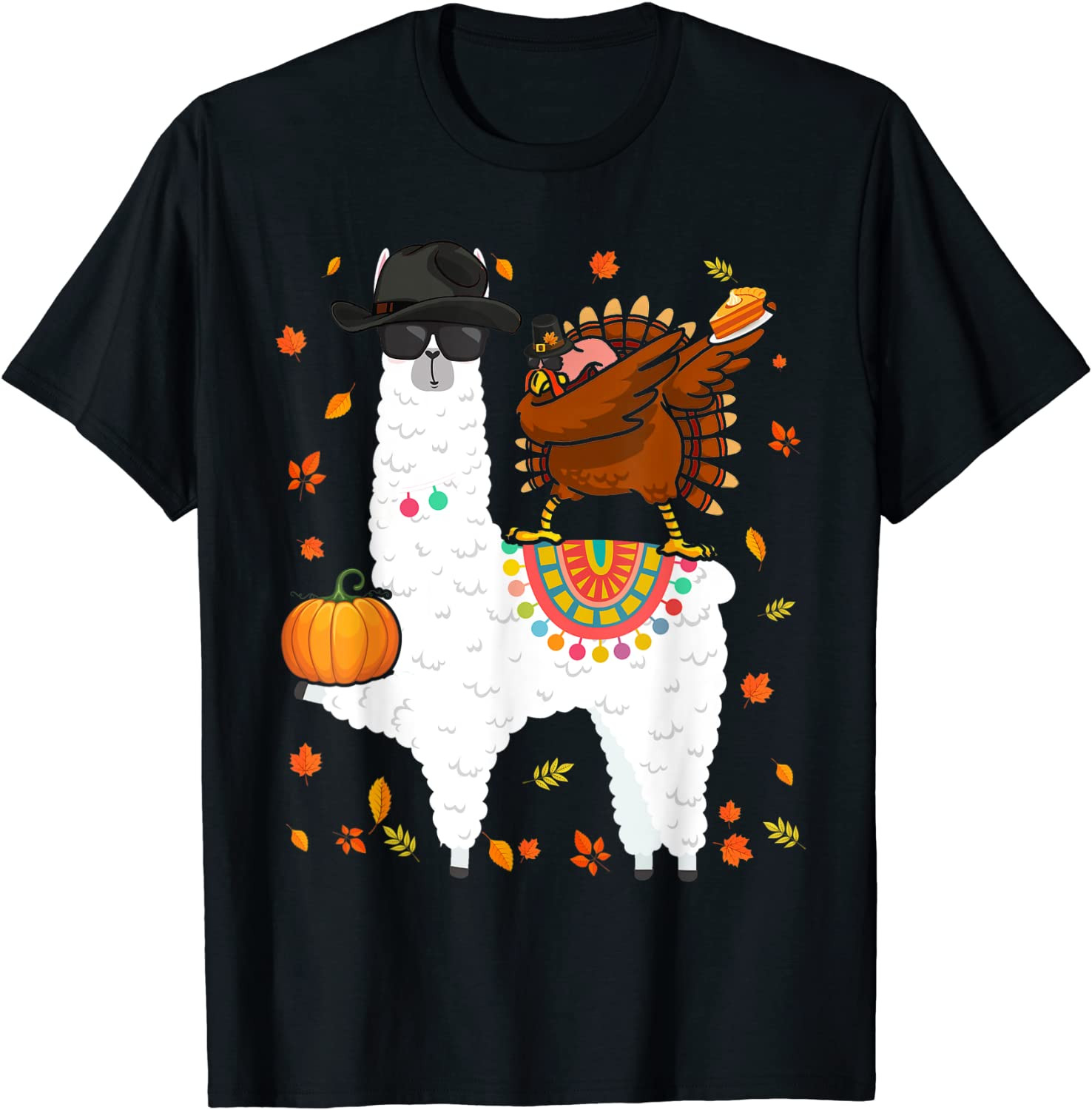 Dabbing Turkey Riding Llama Thanksgiving Llama Lover T-Shirt