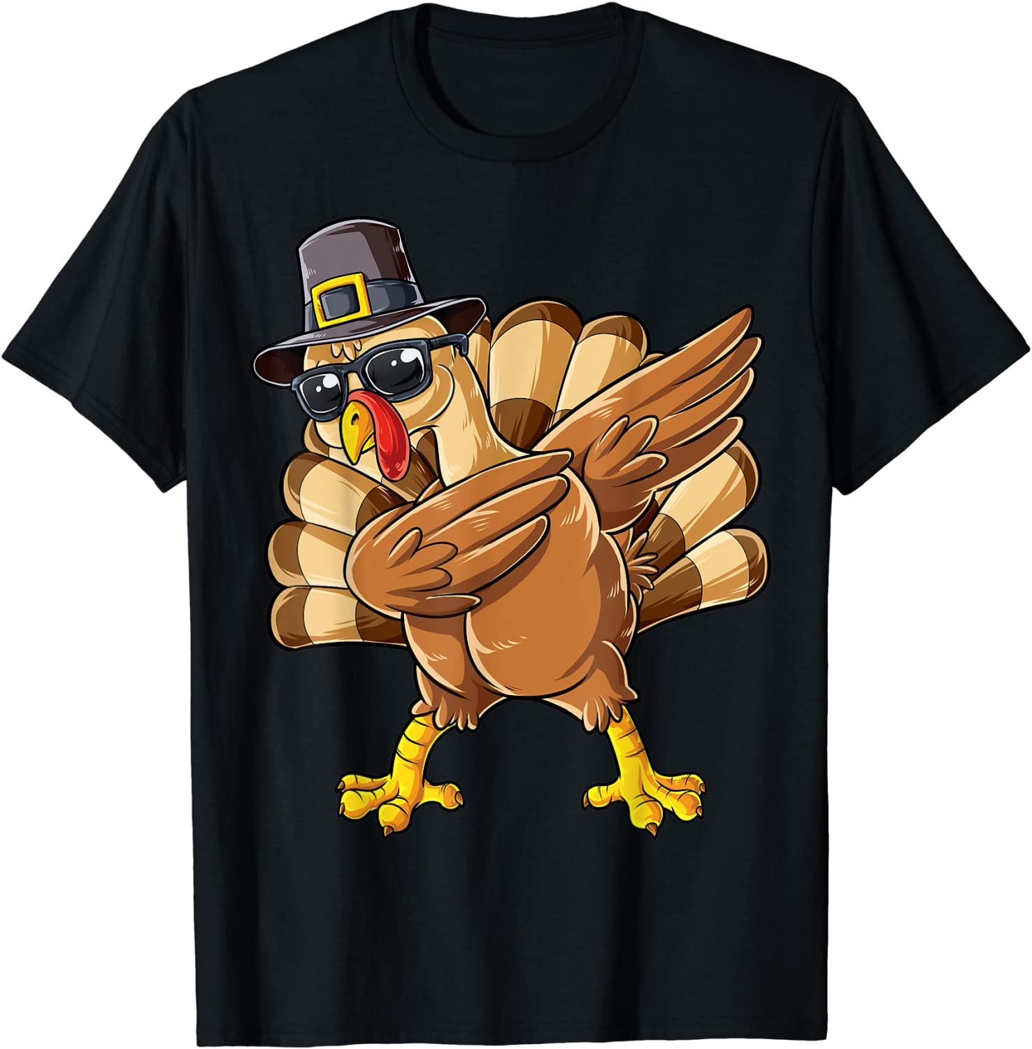 Dabbing Turkey Thanksgiving Day Pilgrim Boys Girls T-Shirt