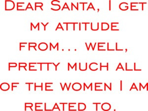 Dear Santa, I get my attitude from... well, pretty much all of the women I am related to. Funny Christmas