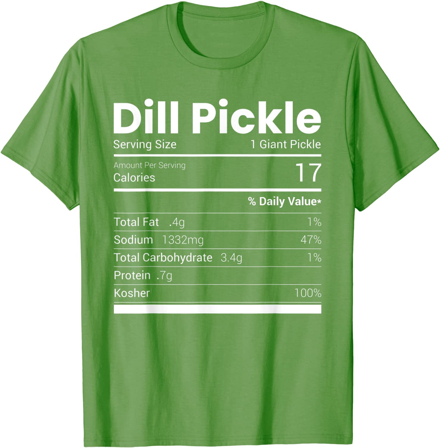 Dill Pickle Nutrition Facts Jewish Kosher Thanksgiving Food T-Shirt
