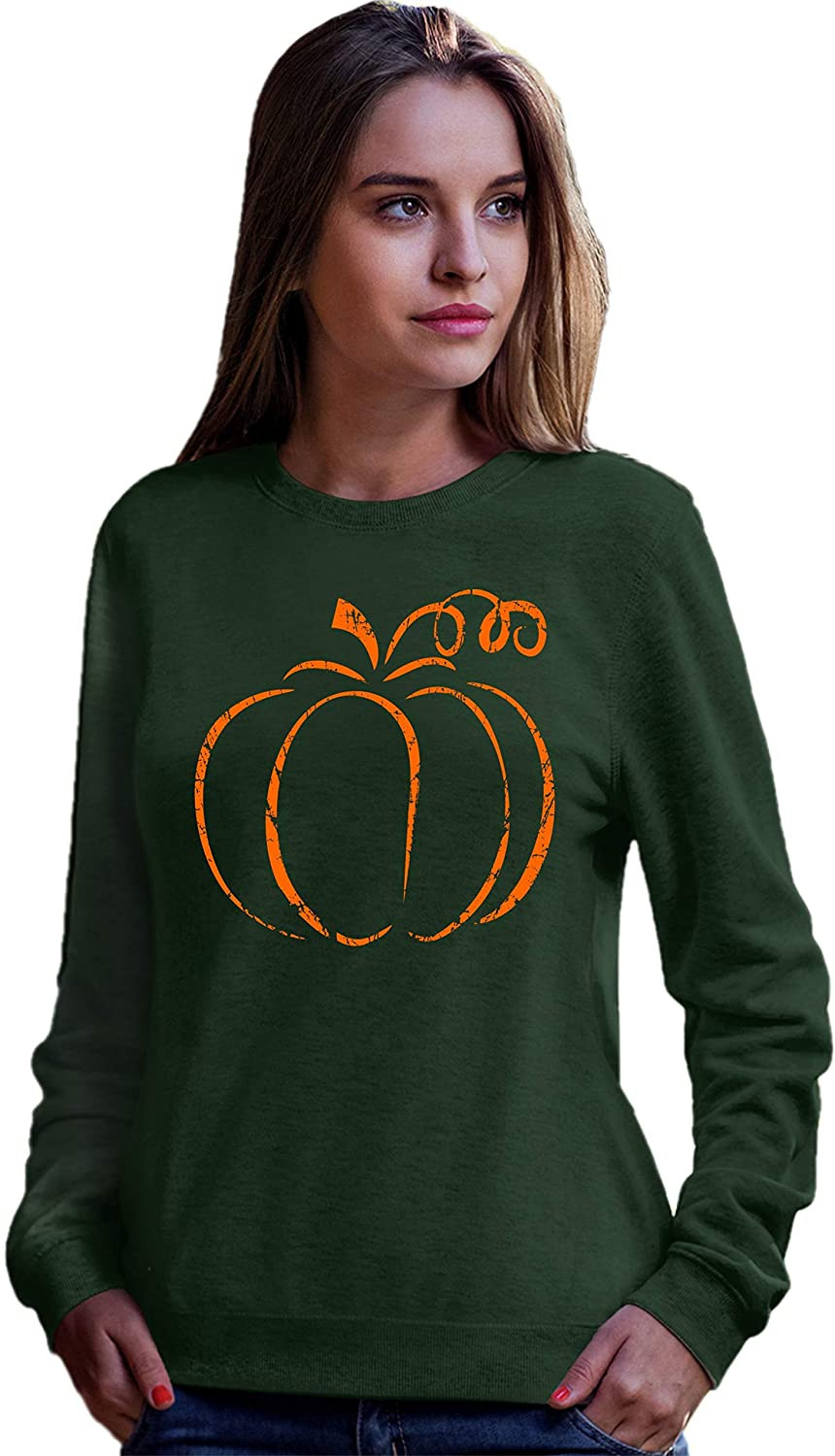 Distressed Pumpkin Fall Halloween Fashion Sweat T-Shirt
