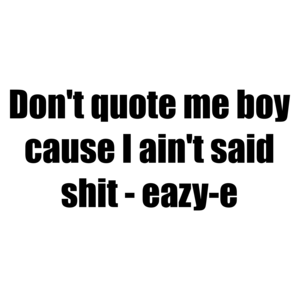 Don't quote me boy cause I ain't said shit - eazy-e