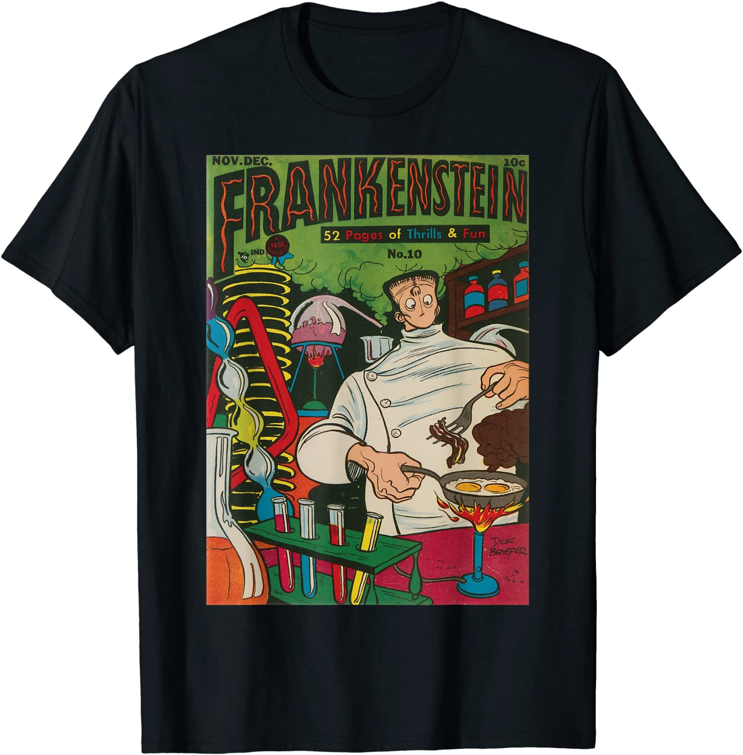 Frankenstein Halloween Horror Vintage Comic Book Retro T-Shirt