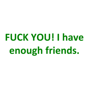 FUCK YOU! I have enough friends.